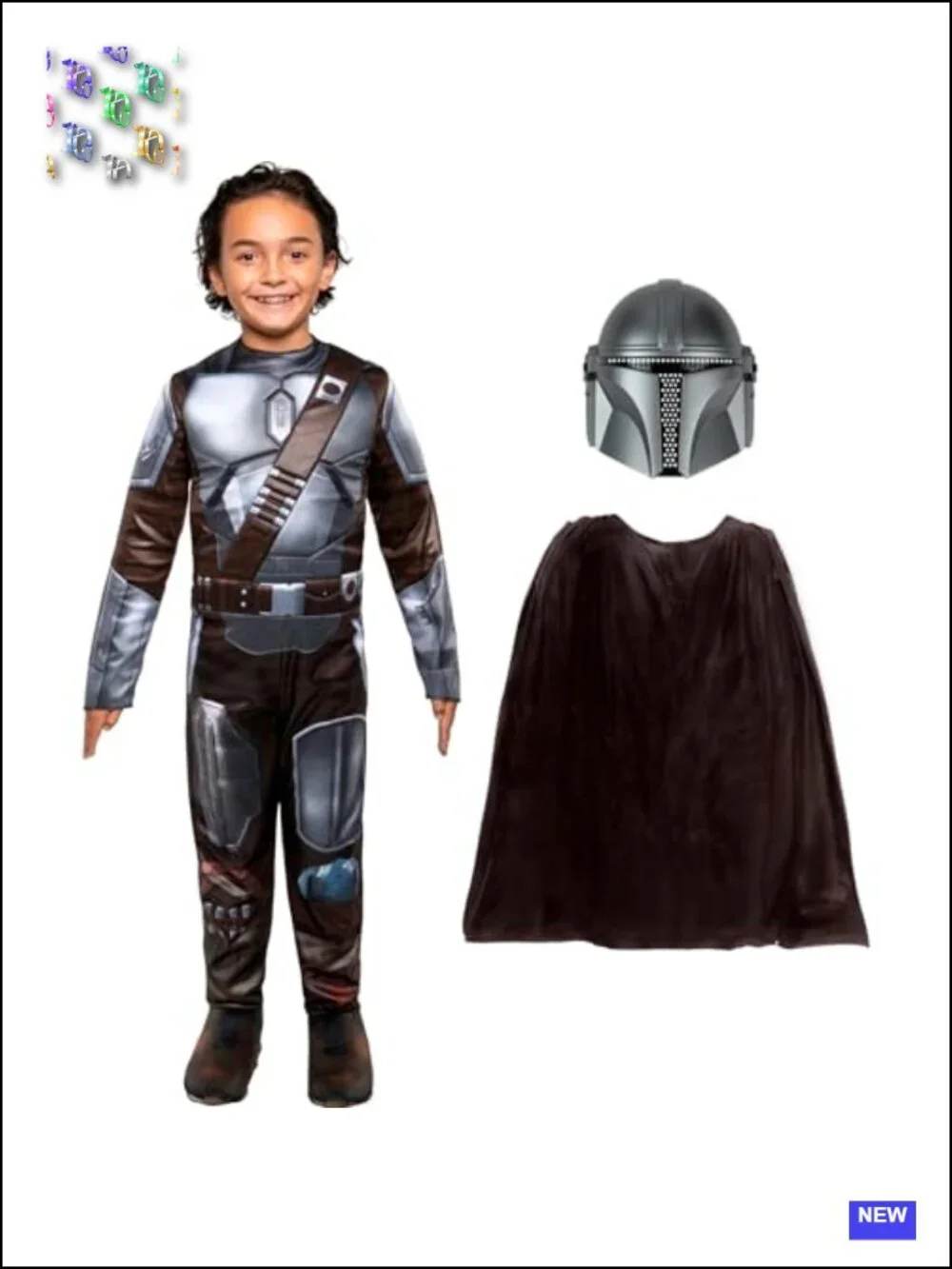 Star Wars Mandalorian Costume Youth Halloween Padded Jumpsuit Mask Cape